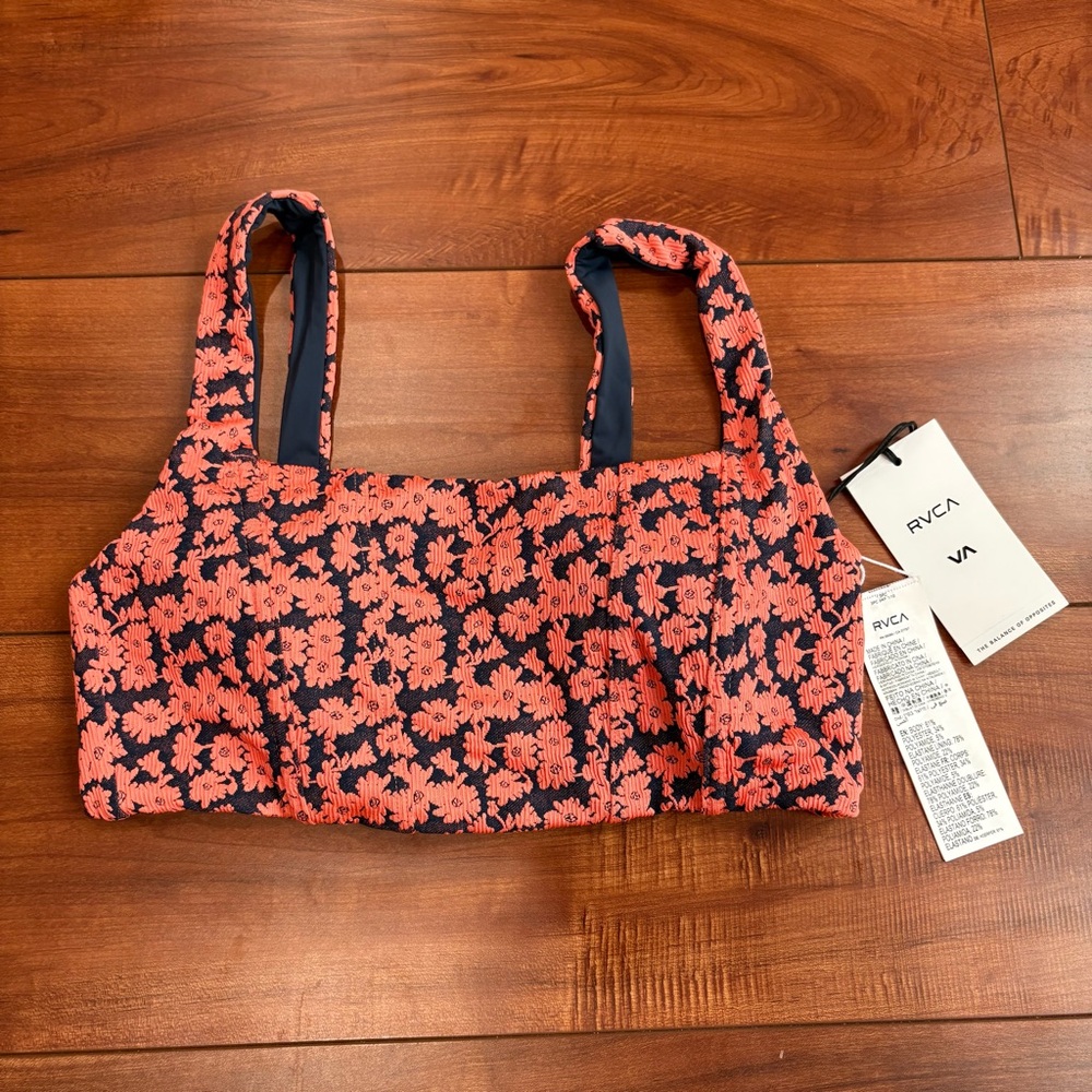 RVCA Red and Black Floral Deadhead Corset  Crop Top SIZE S NWTS
